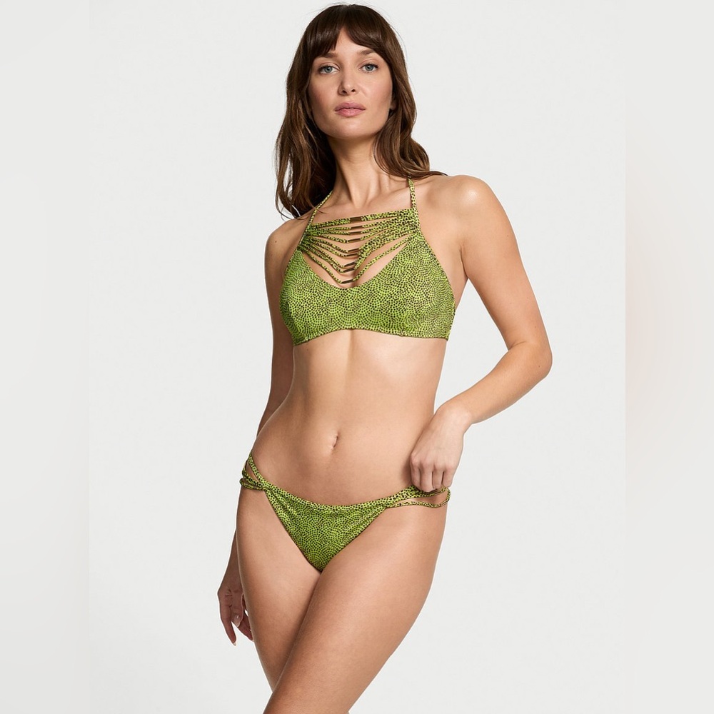 NWT VS Archives Strappy Hardware Halter Bikini Top & String Bikini Bottom